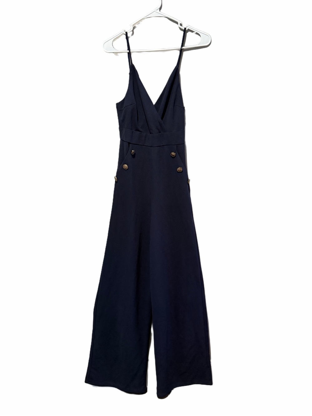 FASHION NOVA Women’s Navy Wide-Leg Jumpsuit with Button Detail